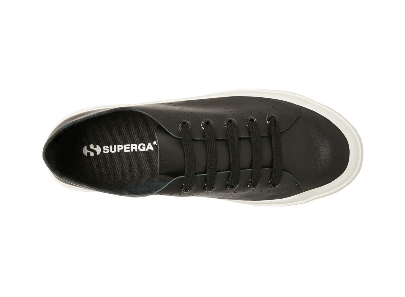Zapatillas Superga Mujer Negras - 2750 Rawcutleatheru Cuero - 571402YJG